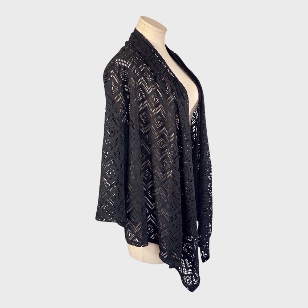 Ruby Rd Open Lace Draped‎ Front Cardigan - Picture 2 of 5